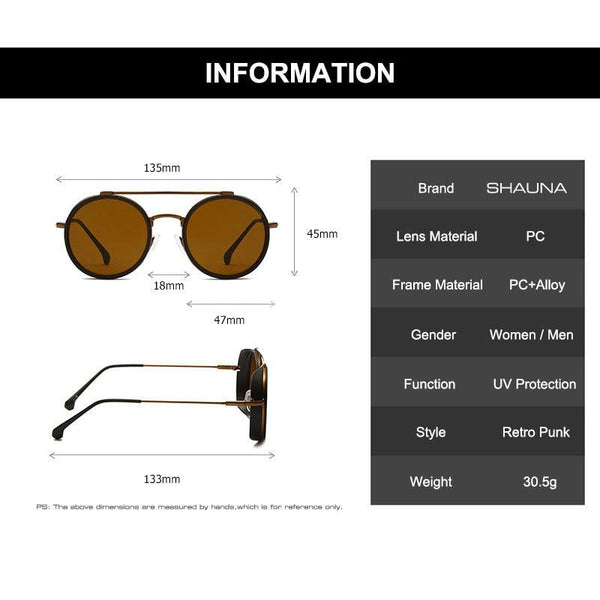 Double Bridge Round Lens Steampunk Sunglasses