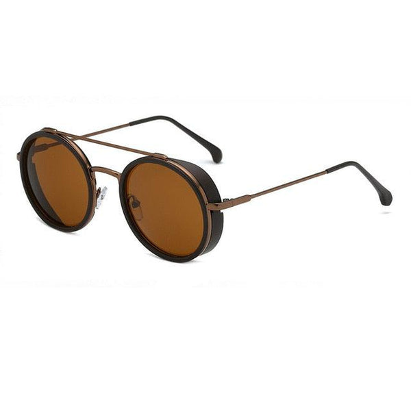 Double Bridge Round Lens Steampunk Sunglasses