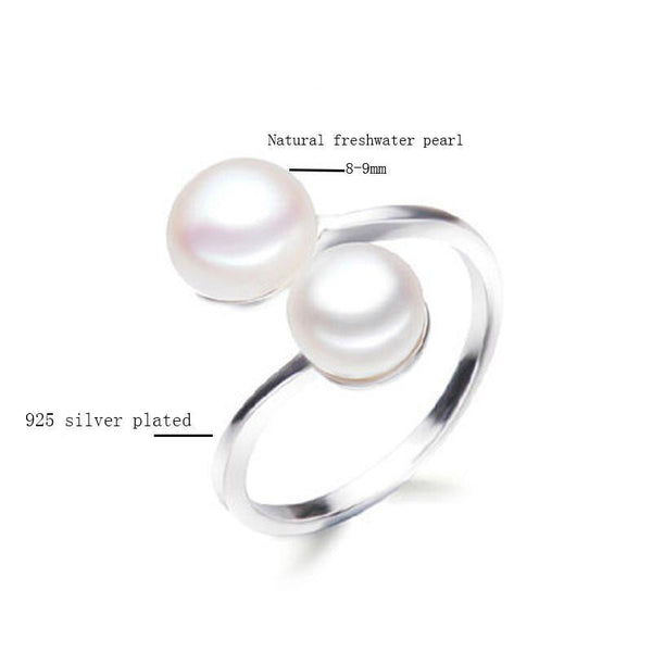 Double Pearl Silver Ring