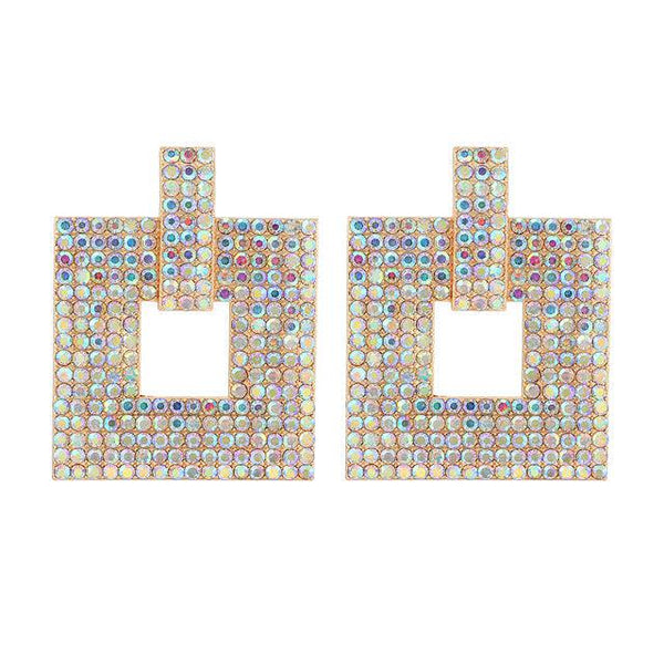 Fashion Design Luxury Crystal Rhinestone Geometric Dangle Earrings