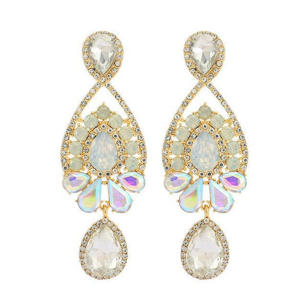 Formal Wear Luxury Vibrant Color Full Crystal Glamorous Statement Dangle Earrings
