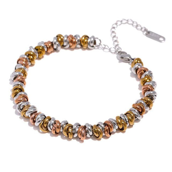 Glossy Metallic Chunky Ring Wrap Chain Link Fashion Bracelet