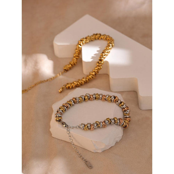 Glossy Metallic Chunky Ring Wrap Chain Link Fashion Bracelet