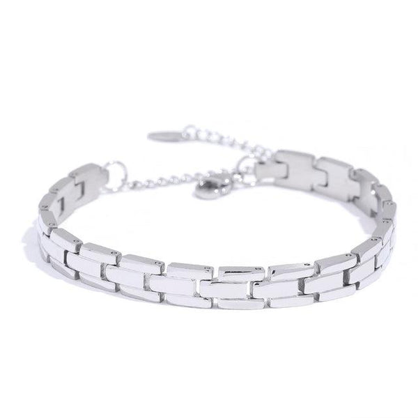 Glossy Metallic Flat Chain Link Fashion Bracelet