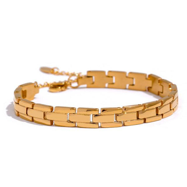 Glossy Metallic Flat Chain Link Fashion Bracelet