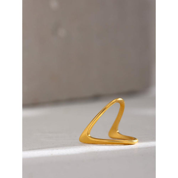 Gold Metal Minimalist Abstract Art Design Open Cut BOHO Ring