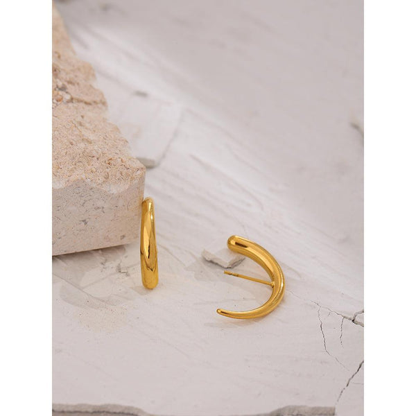 Gold Metallic Bohemian Crescent Maxi Stud Ear Crawler Body Jewelry