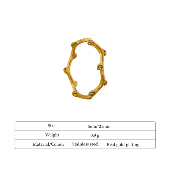 Golden Metallic CZ Studded Ring