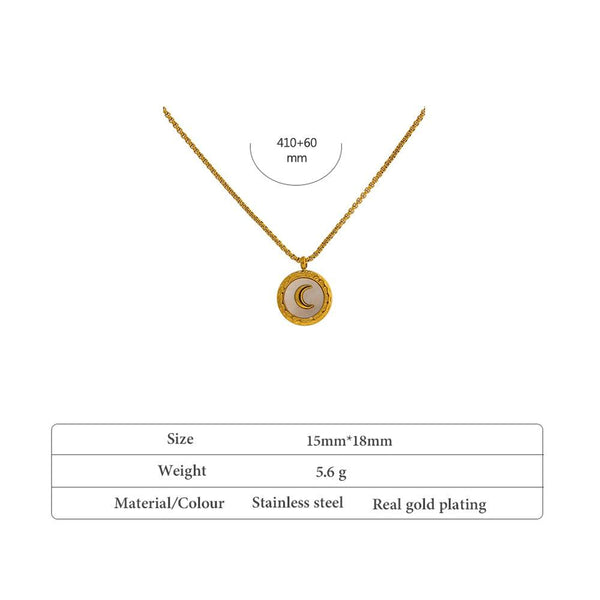 Golden Metallic Crescent Moon Pendant Necklace
