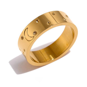 Golden Metallic Lunar Crescent BOHO Finger Ring