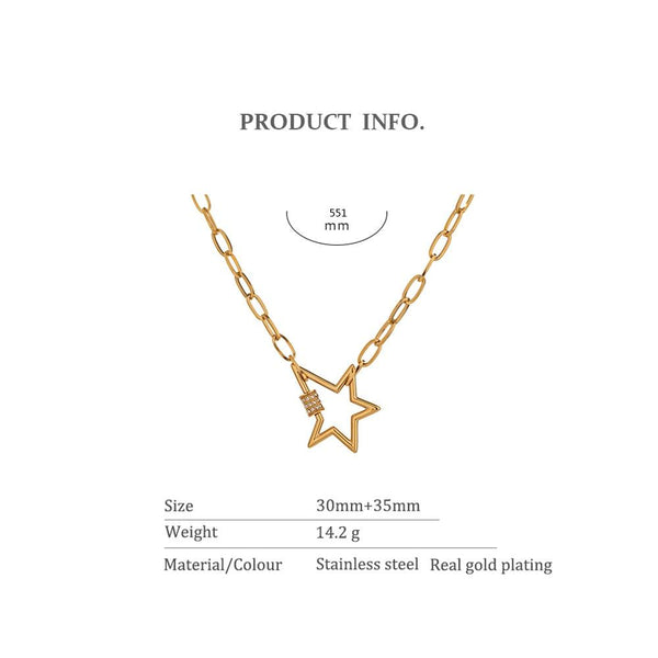 Golden Metallic Star Pendant Chain Necklace
