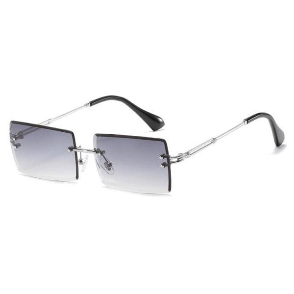 Gradient Lens Rimless Rectangle Sunglasses