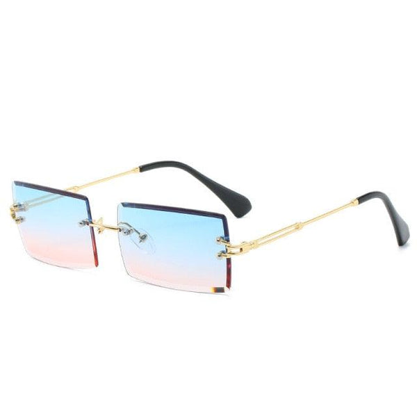 Gradient Lens Rimless Rectangle Sunglasses