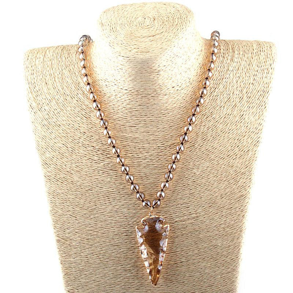 Arrowhead Knotted Bead Necklace