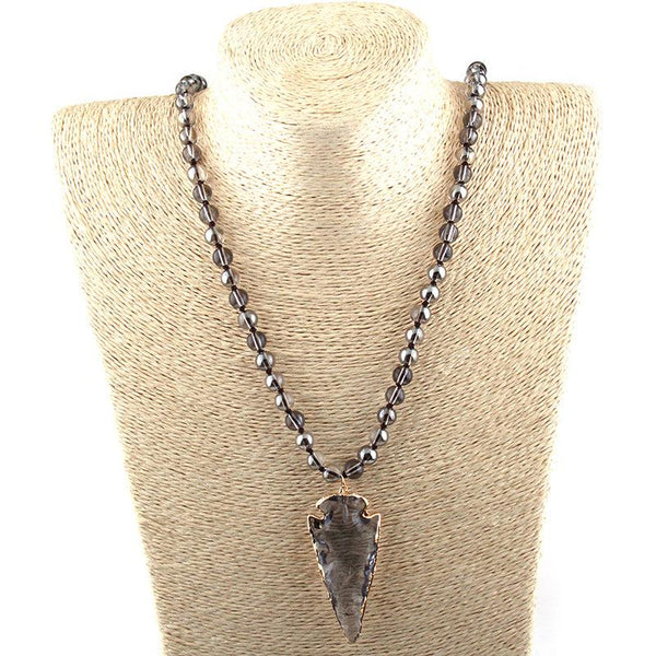 Arrowhead Knotted Bead Necklace