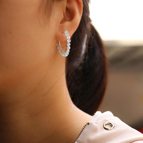 Handmade Sterling Silver Rough Cut Aquamarine Gemstone BOHO Hoop Dangle Earrings