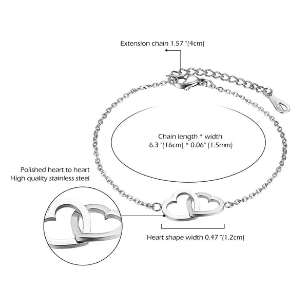 Interlocking Double Heart Metallic Bracelet