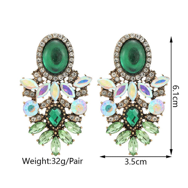 LUXE Full Crystal Formal Stone Stud Dangle Fashion Statement Earrings