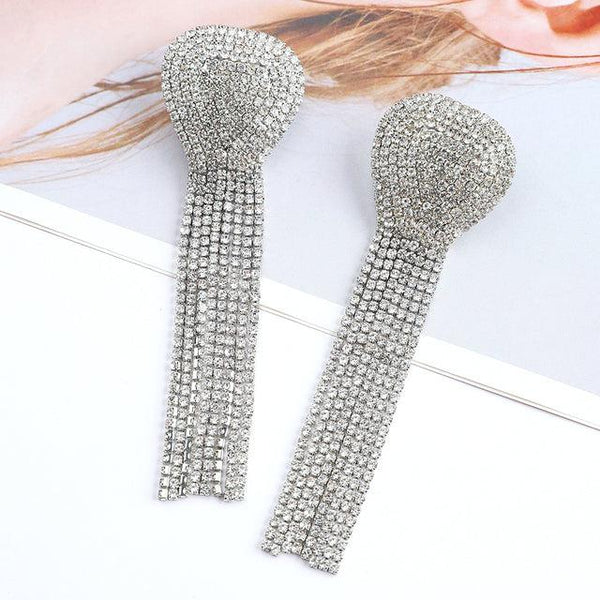Longline Full Luxury Crystal Formal Wear Dangle Statement Earrings