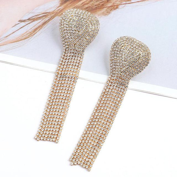Longline Full Luxury Crystal Formal Wear Dangle Statement Earrings
