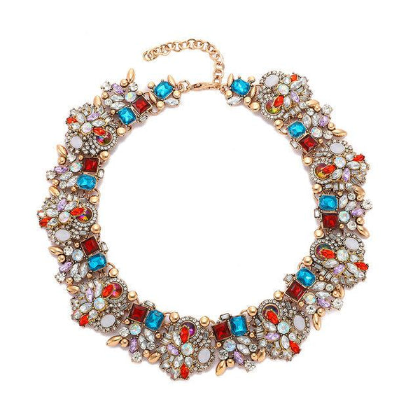 Luxe Design Full Color Crystal Chunky Collar Statement Necklace
