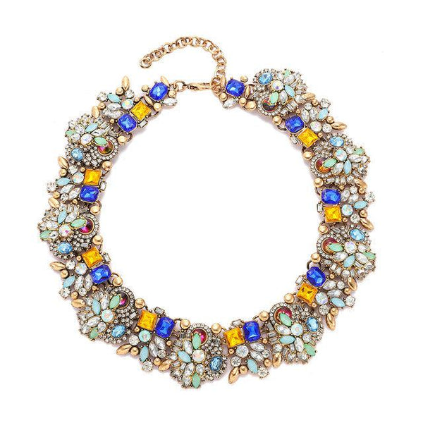 Luxe Design Full Color Crystal Chunky Collar Statement Necklace