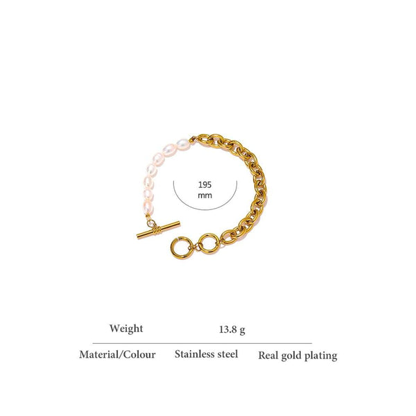 Luxury Asymmetric Pearl & Chain Link Bracelet
