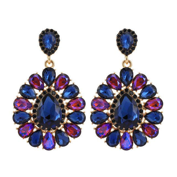 Luxury Colorful Crystal Dangle Vintage Style Formal Statement Earrings