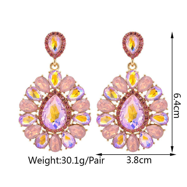 Luxury Colorful Crystal Dangle Vintage Style Formal Statement Earrings