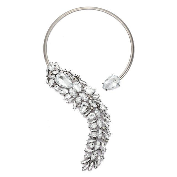 Luxury Design Chunky Crystal Statement Choker Pendant Necklace Body Jewelry