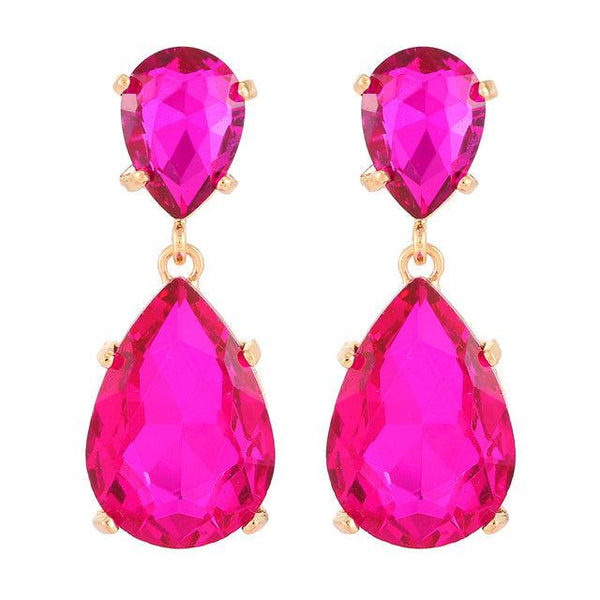 Luxury Jewel Drop Full Crystal Vibrant Color Dangle Earrings