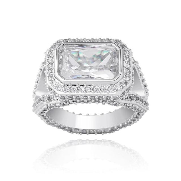 Luxury Large Stone Pave AAA CZ Halo Statement Ring