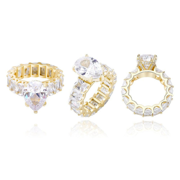 Luxury Pear Stone Iced Out AAA CZ Statement Ring
