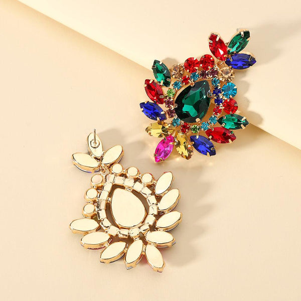 Luxury Vintage Design Colorful Crystal Drop Dangle Statement Earrings