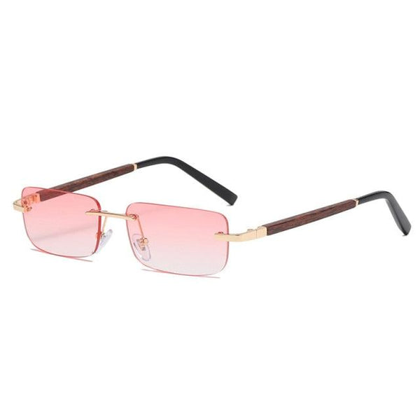 Metal Frame Rimless Rectangle Lens Sunglasses