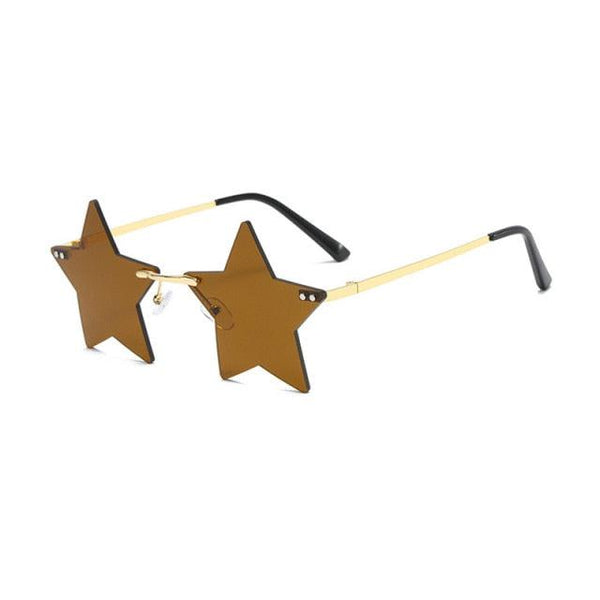 Metal Frame Rimless Star Lens Sunglasses