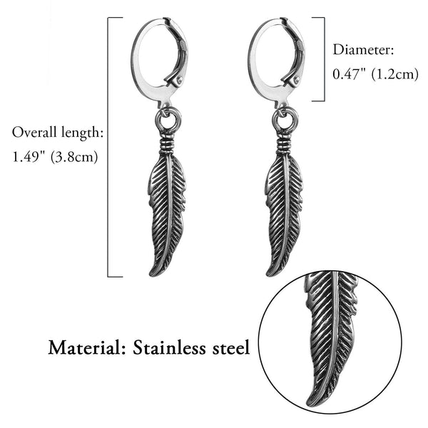 Metallic BOHO Feather Drop Dangle Earrings