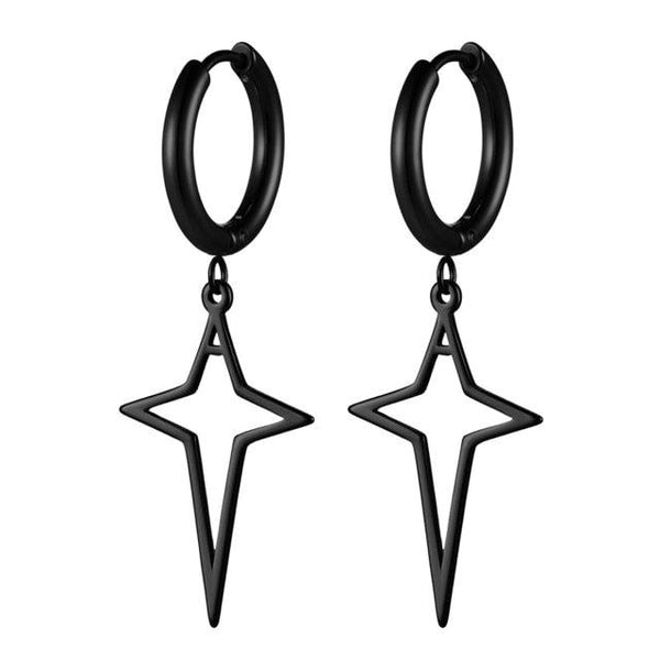 Metallic Hoop Dangle Star Drop Earrings