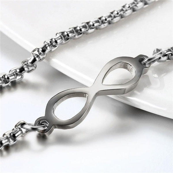 Metallic Link Chain Infinity Pendant Bracelet