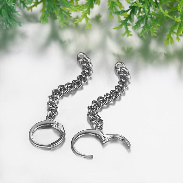 Metallic Longline Chain Tassel Hoop Drop Earrings