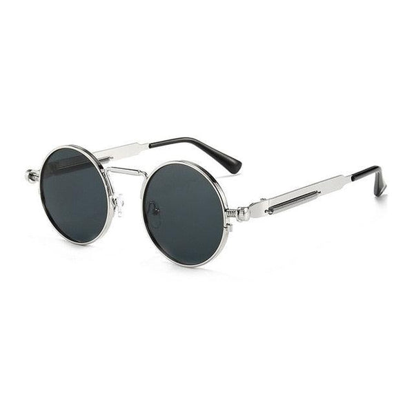 Metallic Retro Round Lens Steampunk Sunglasses