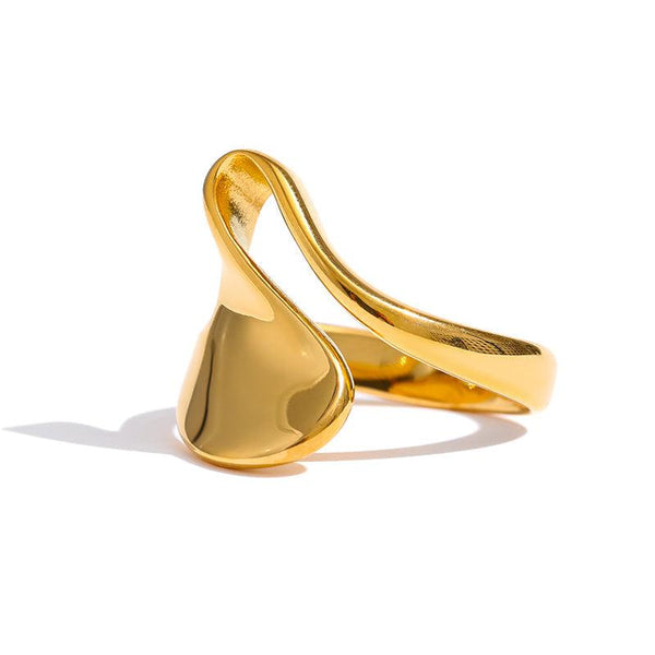 Minimalist Art Design Glossy Gold Metallic BOHO Ring