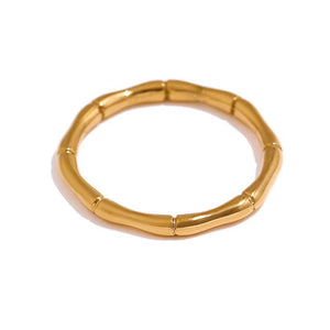 Minimalist Gold Metal Bamboo Link Finger Ring