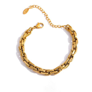 Minimalist Golden Metallic Chunky Chain Link Fashion Bracelet