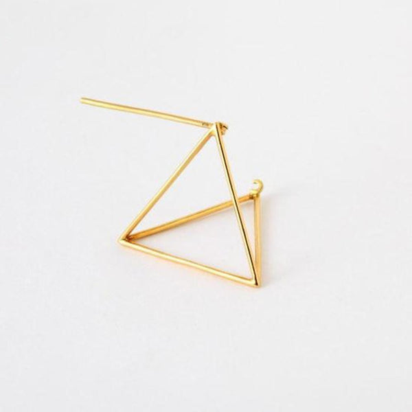 Minimalist Metallic Pyramid Dangle Earrings