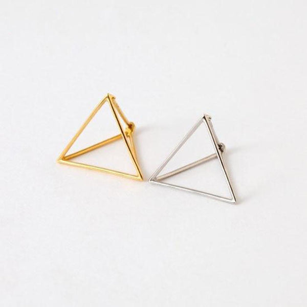 Minimalist Metallic Pyramid Dangle Earrings