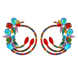 Mix Color Crystal Maxi Stud Hoop Dangle Earrings