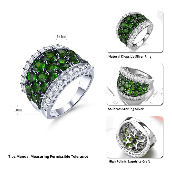 Natural Chrome Diopside Garnet Sterling Silver Ring 5 Carats Genuine Stone Classic Design Fine Jewelry-Lucid Fantasy
