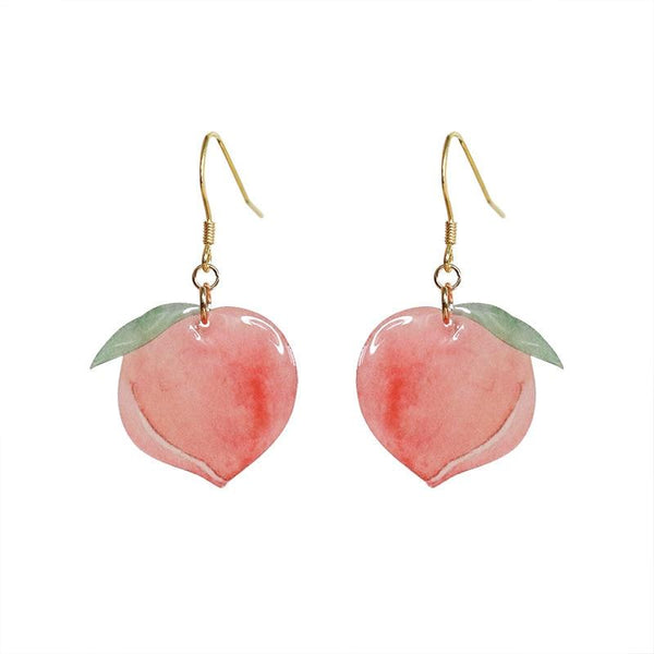 Pink Acrylic Peach Drop Dangle Earrings