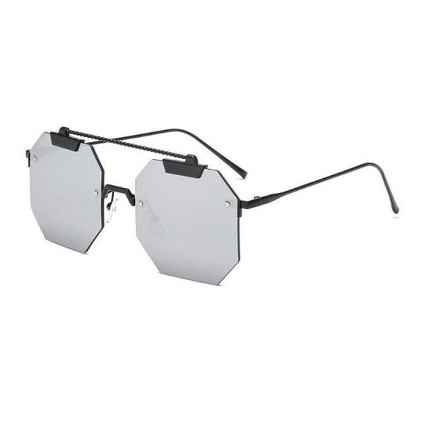 Rimless Oversize Lens Geometric Sunglasses